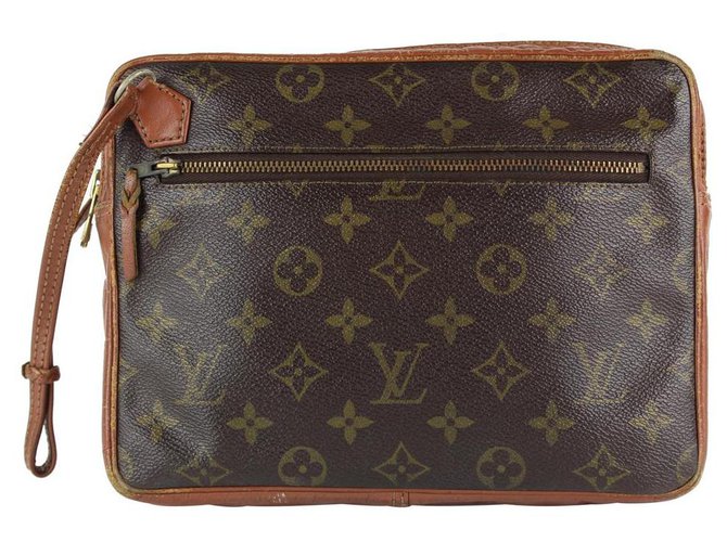 Louis Vuitton Monogram Pochette Dragonne Wristlet Bag Cuir  ref.298791