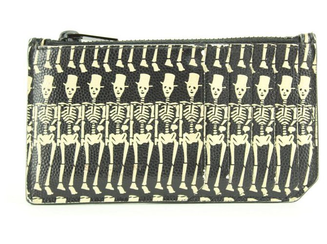 Saint Laurent Grain de Poudre Skeleton 5 Fragments Zip Pouch Card