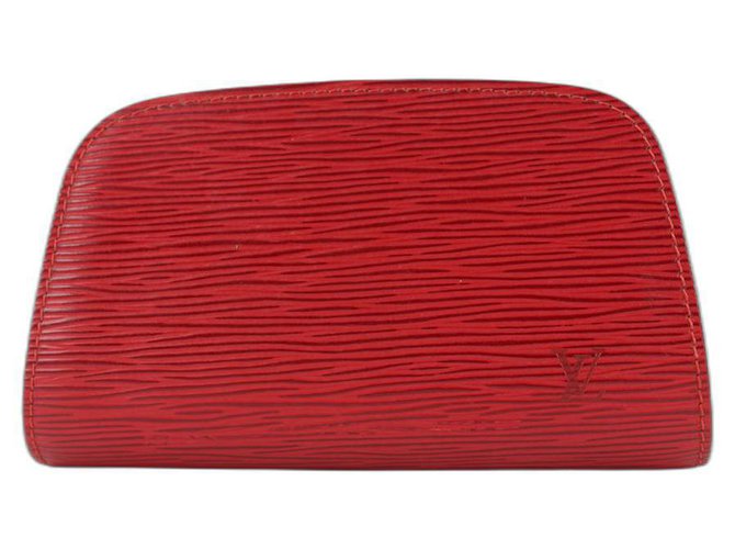 Louis Vuitton Bolsa cosmética epi couro vermelho epi dauphine PM pochette 8Eu contra1218  ref.298809