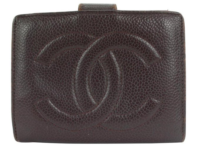 Chanel Burgundy Caviar Leather CC Wallet  ref.298839