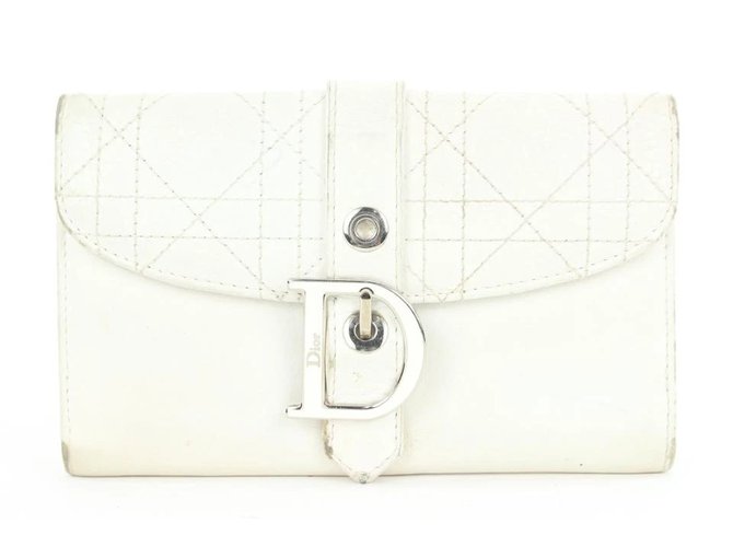 Dior Off-White Quilted Cannage LEather  Flap Wallet  ref.298863