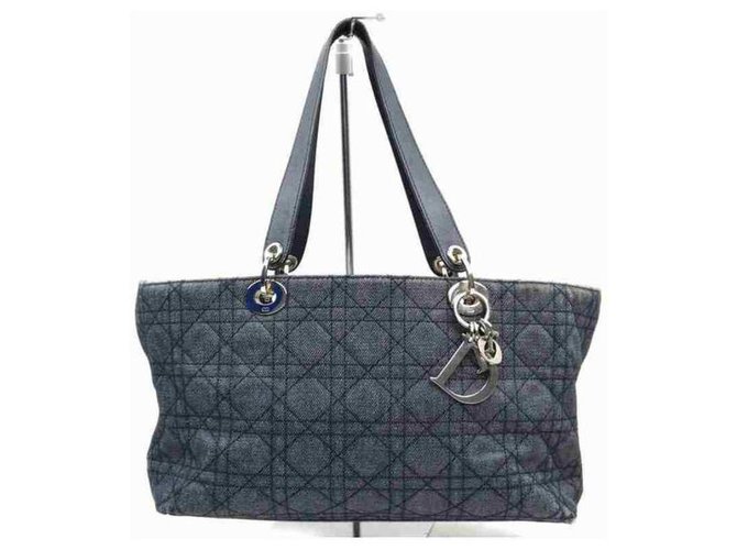 Dior Quilted Cannage Denim Lady Tote Bag  ref.298872