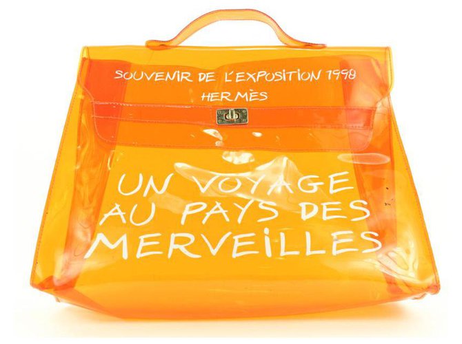 Hermès Souvenir De L'exposition 1998 Kelly Clear Shopping Orange Bag  ref.298911