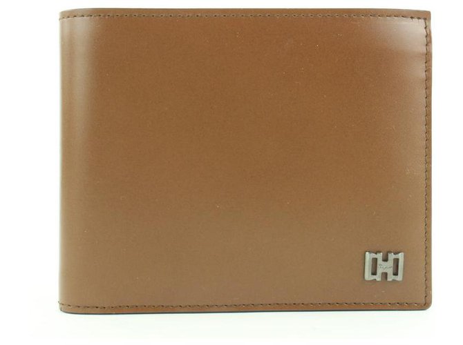 Salvatore Ferragamo Carteira Bifold Masculina com Logotipo Marrom Gancini Couro  ref.298971