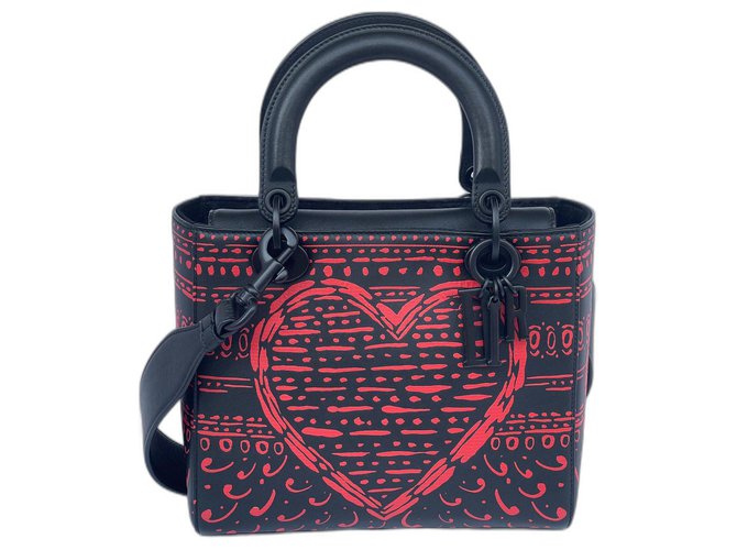 Christian Dior limited edition medium bag Black Red Leather  ref.299136