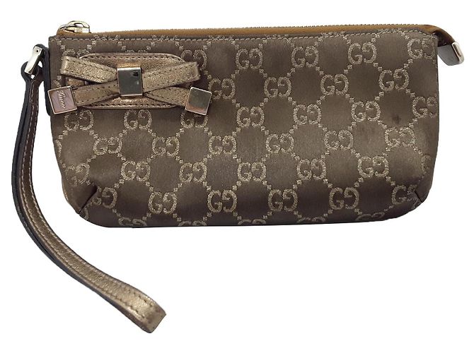 Gucci Pouch Clutch Tasche Bronze Stoff