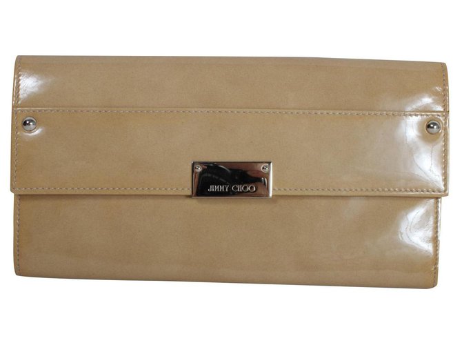 balans bijkeuken Klassiek Jimmy Choo Clutch bag, wallet Beige Patent leather ref.299636 - Joli Closet