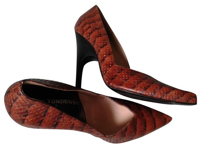 Autre Marque Alain Tondowski Python Pumps Braun 