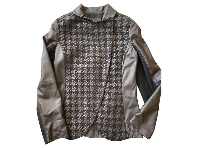 Autre Marque Emporto Armani schwarze Lederjacke für Damen