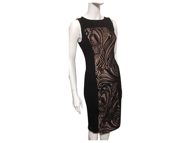 Bcbg Max Azria Leona Spitzenkleid Schwarz Fleisch