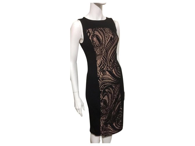 Bcbg Max Azria Leona lace panel dress Black Flesh Rayon  ref.299751