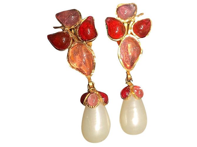 Chanel Gripoix Rosa Rosso Beige Perla Vetro