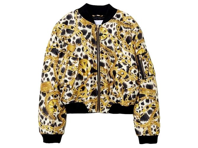 Moschino Jacke Schwarz Gelb Eggshell Stoff Grösse S Aus weiß