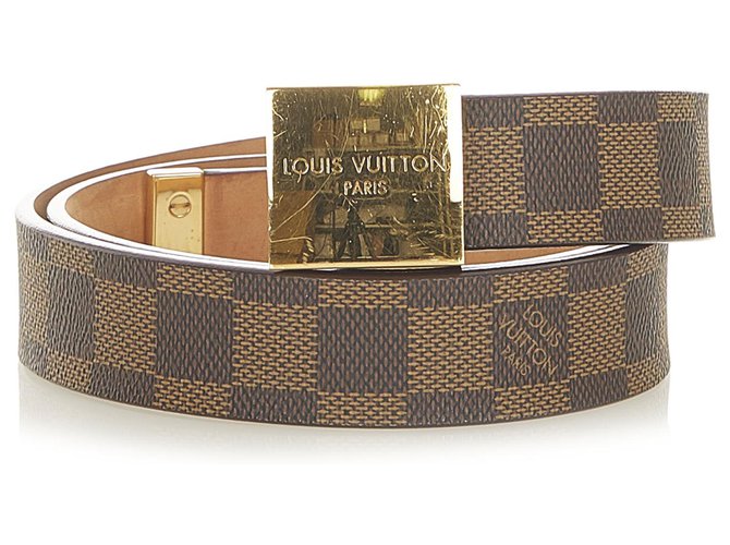 Louis Vuitton Brown Damier Ebene San Tulle Belt Golden Dark brown Cloth  ref.300000 - Joli Closet