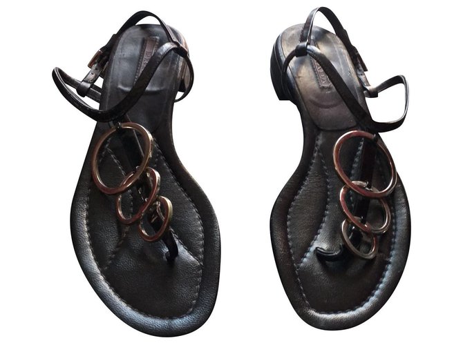 Prada Sandals Black Patent leather  ref.300083