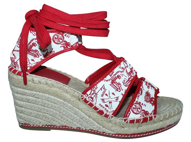 Tory Burch Zeppe Espadrillas Rosse