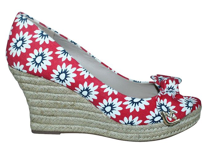 Tory Burch Floral Print Red Espadrilles Wedges