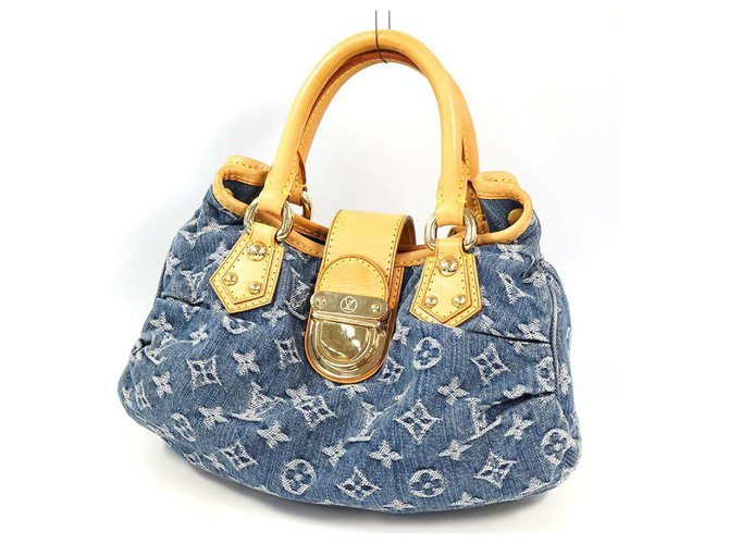Louis Vuitton Monogram Denim Pleaty Hand Bag Blue M95020