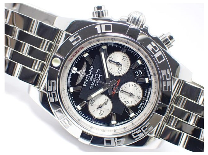 BREITLING Chrono Mat44 noir x argent AB0110 Pour des hommes Acier  ref.300292