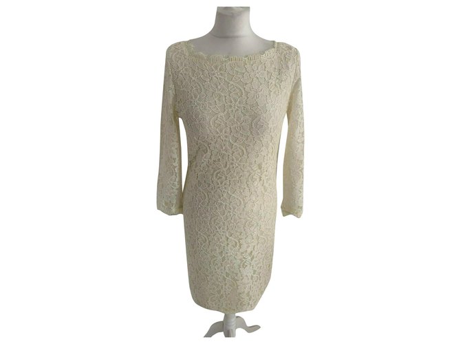 Diane Von Furstenberg DvF Zarita lace dress White Golden Cream  ref.300309