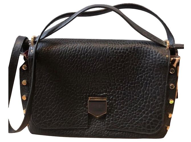 Borsa a mano Jimmy Choo Lockett in Pelle Nera Leopardata Nero Stampa leopardo