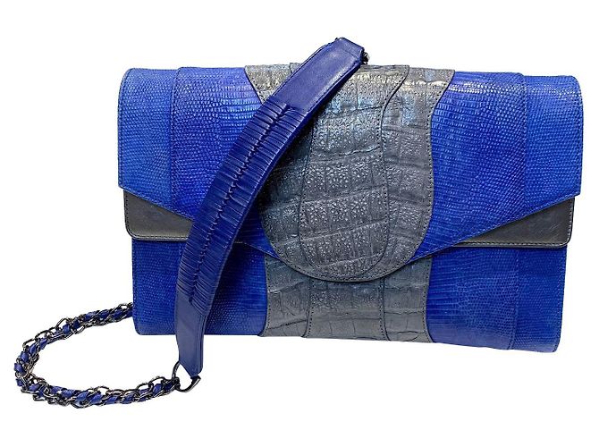 Autre Marque Borsa in pelle di coccodrillo blu
