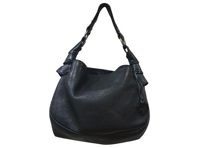 Borsa hobo Bally in pelle martellata nera Nero