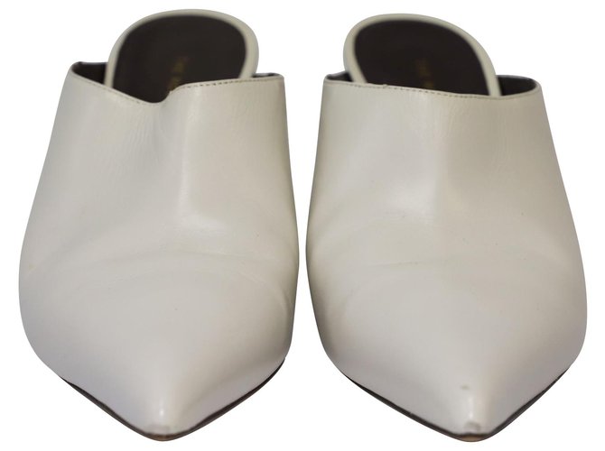 The Row Bourgeoise Point-Toe Mules White Leather  ref.300676