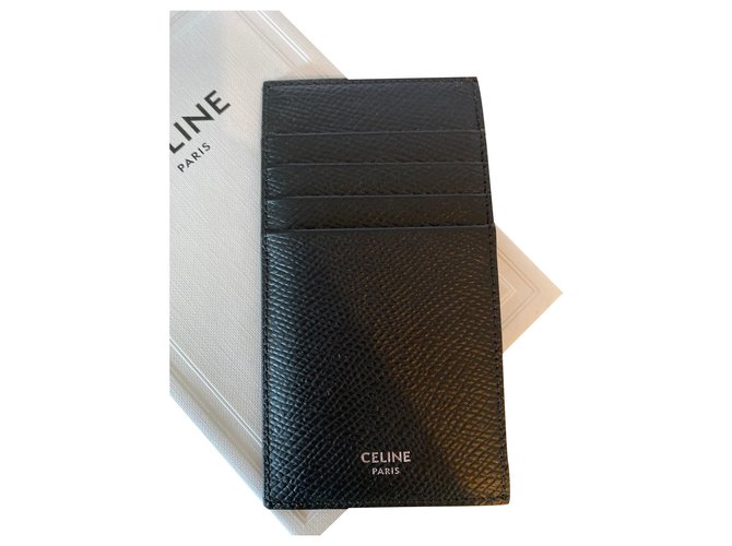 Céline Grained leather card holder Black  ref.300703