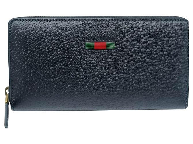 Gucci Zip Around Geldbörse Schwarz Leder