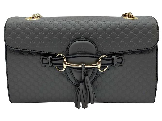 Bolsa Gucci Emily em couro Guccissima cinza