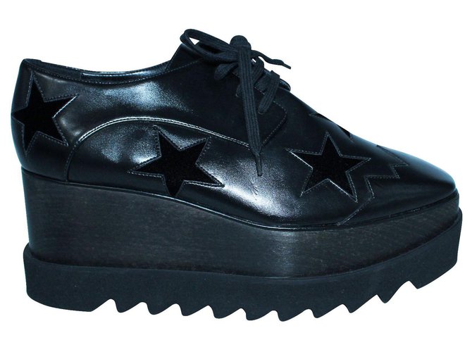 Stella Mc Cartney Black Elyse platform sneakers Leather  ref.300983