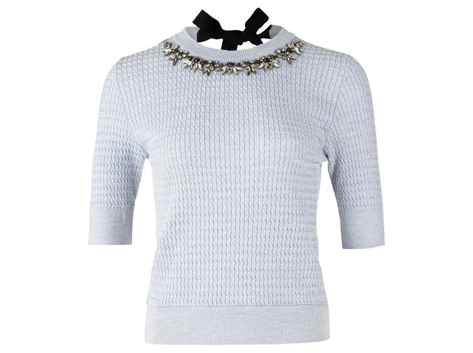 Erdem Top estilo blusa con cuello Diamente Azul  ref.301210