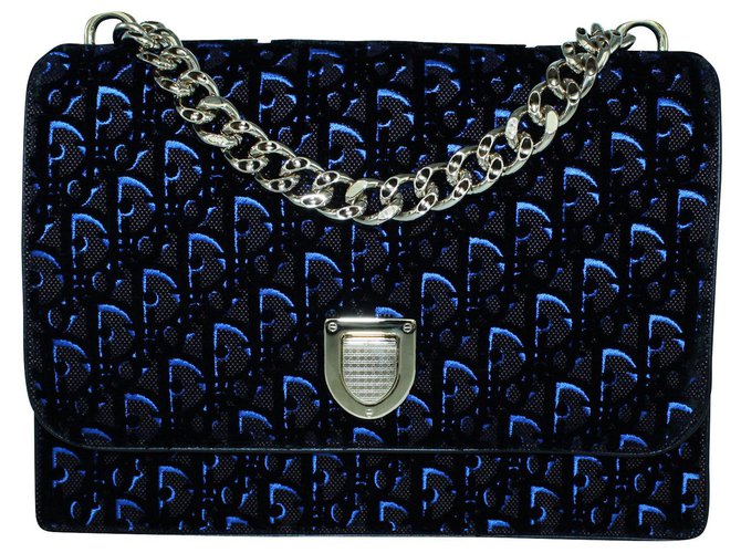 Blue Velvet Oblique Diorama Tasche von FW 2016 Blau  ref.301240
