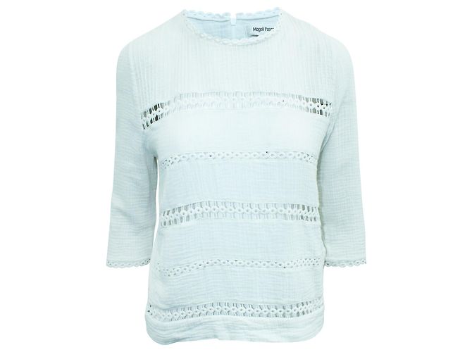 Magali Pascal Blusa Branca com Bordado Branco
