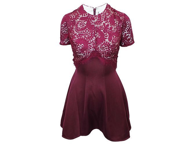 Clover Canyon Elegant Burgundy Lace Dress Red Dark red