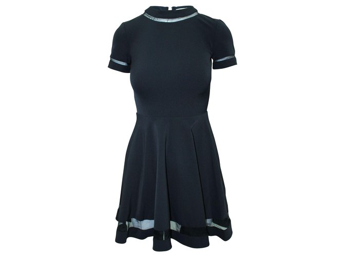 Alice + Olivia Black Shirt Sleeve Dress Nylon  ref.301316