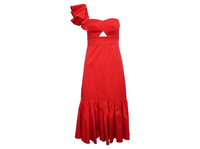 Rebecca Taylor Lebendige rote Farbe einärmliges Abendkleid
