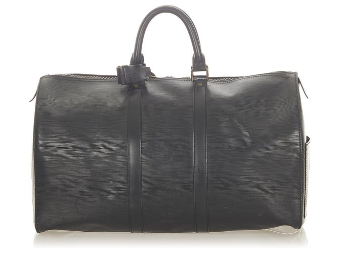 Louis Vuitton Black Epi Keepall 50 Cuir Noir  ref.301385