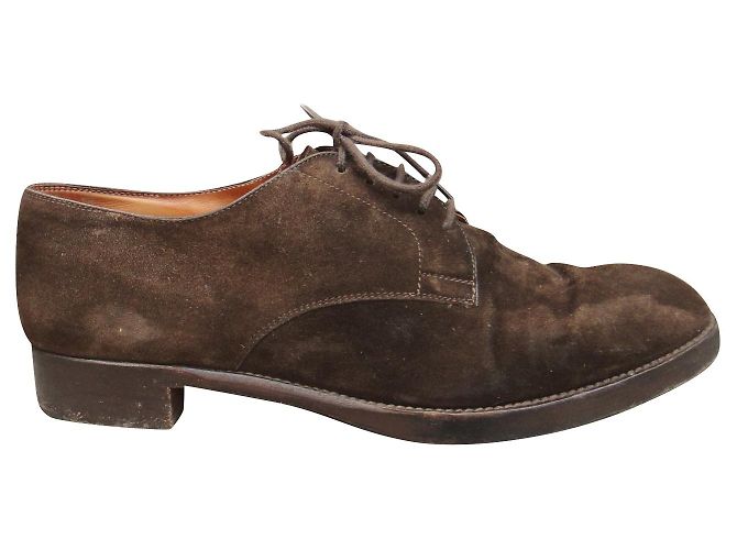 Hermès p derbies 38 Marrone scuro Scamosciato