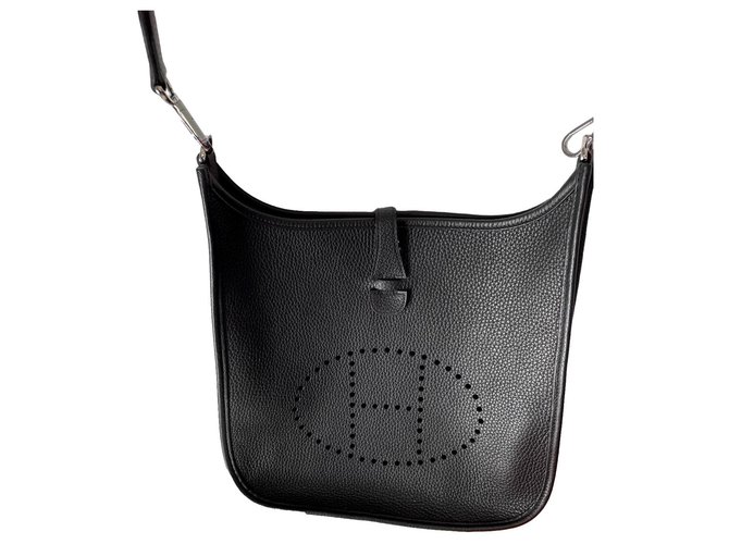 Hermès Evelyne 29 Black Silvery Leather  ref.301953