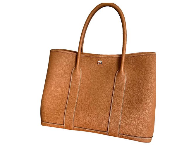 Hermes Negonda Leather Garden Party Bag 36 Cognac Brown