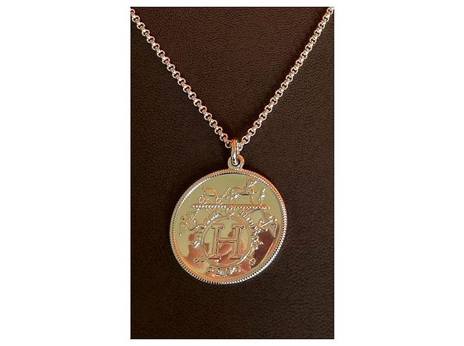 Collana lunga Hermès ex libris modello grande Silver hardware Argento Oro rosa