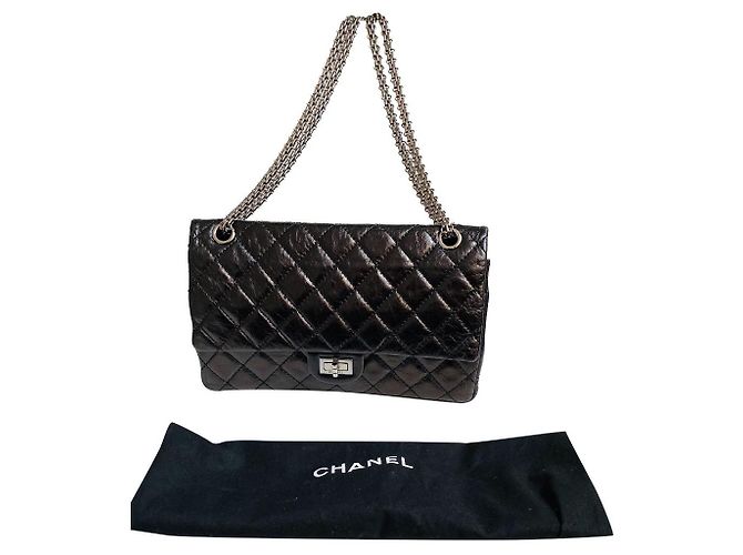 Chanel 2.55 Réédition du premier sac Coco Chanel Noir Bijouterie argentée
