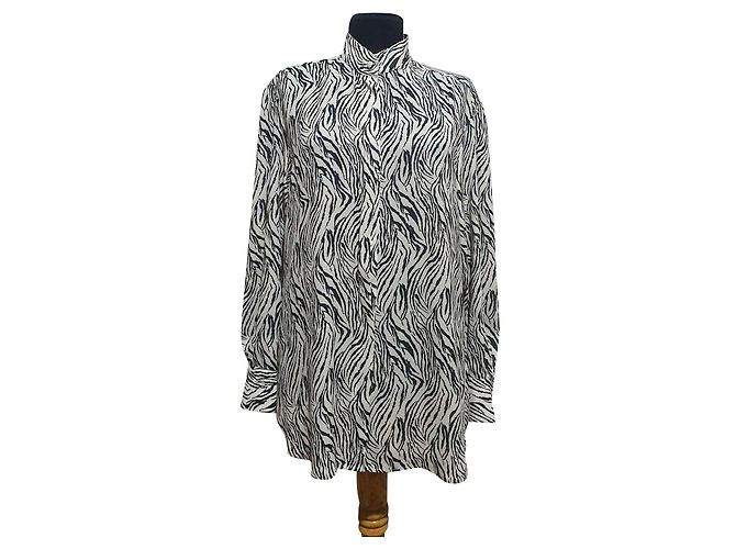 Camicia Isabel Marant Cade in seta stampata Nero Bianco