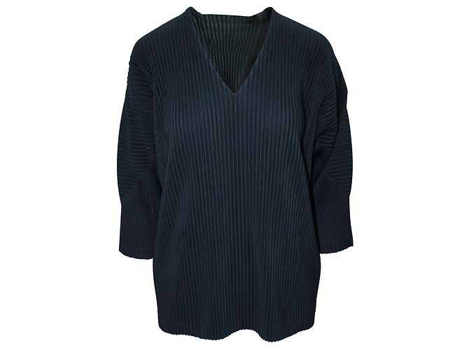 Issey Miyake Top con scollo a V plissettato