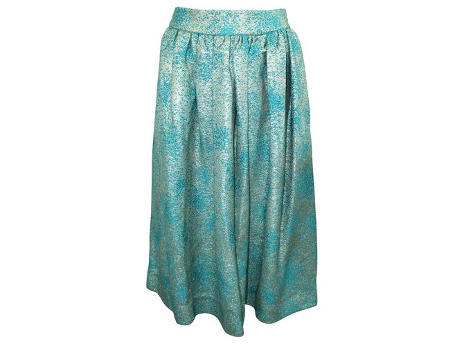 Zimmermann Turquoise and Gold Jacquard Skirt Acetate Cellulose fibre  ref.302311