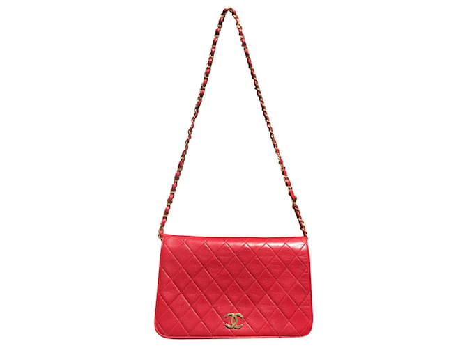 Classique Sac Chanel Timeless Cuir Rouge  ref.302436