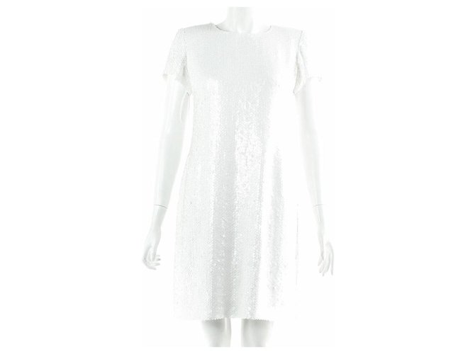 Chanel SS18 White Sequin Dress Silk  ref.302450