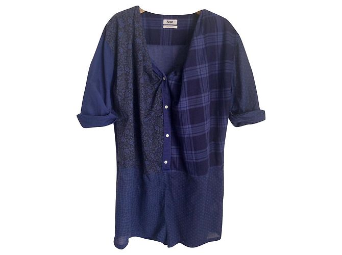 Tuta Patchwork in Cotone Acne Blu